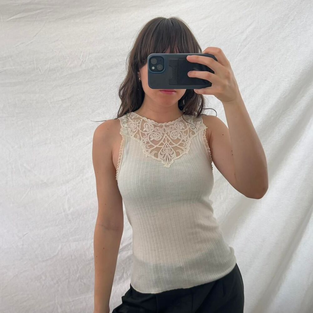 Intimate Approach Women's Cream and White Halter Top